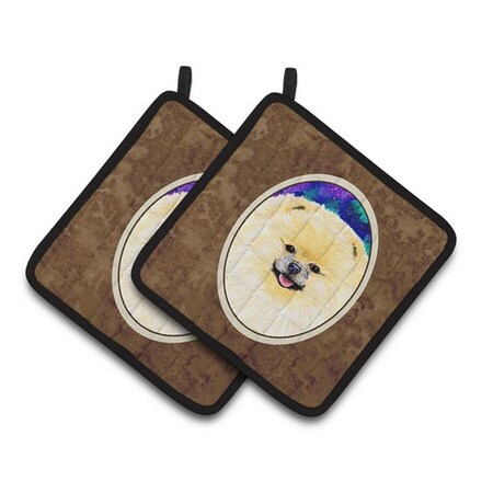 Carolines Treasures Pomeranian Pair of Pot Holders, 7.5 x 3 x 7.5 in. SS8997PTHD